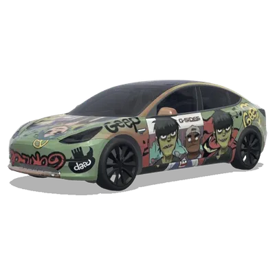 Gorillaz (Gorillaz band) – covering Tesla Model 3