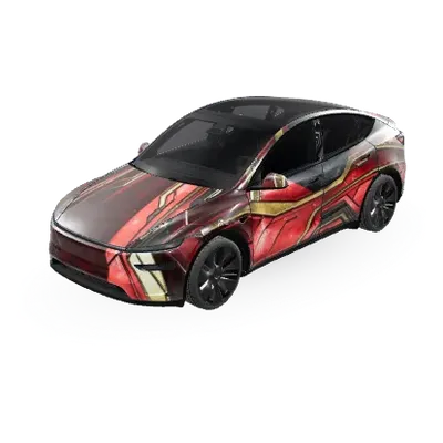 Karmesinrote Goldrüstung (아이언맨) – Tesla Model Y Wrap
