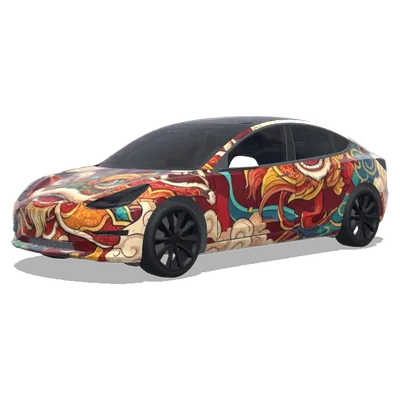 Löwentanz-Thema (Could you use lion dance theme to make a wrap ?.) – Tesla Model 3 Wrap