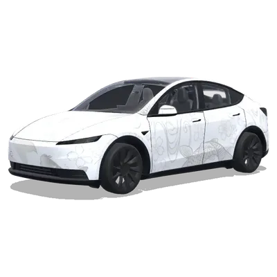 carpe coye sur fond blanc. Colors: white. – Tesla Model Y wrap