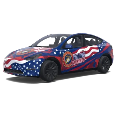 Young Marines сине-красный (Young Marines. Colors: blue, red.) – оклейка Tesla Model Y