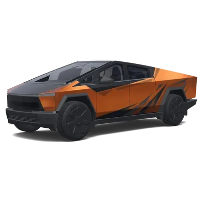 黒とカスタムオレンジ (Two tone black and custom orange color.) – テスラ Cybertruck ラッピング