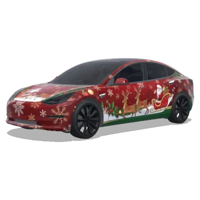 Weihnachtsverkleidung mit Schlitten des Weihnachtsmanns – Tesla Model 3 Wrap
