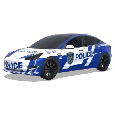 Blue and White Police Livery – Tesla Model 3 wrap