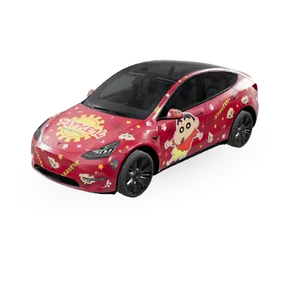 Crayon Shin-chan rote Folie (蜡笔小新) – Tesla Model Y Wrap