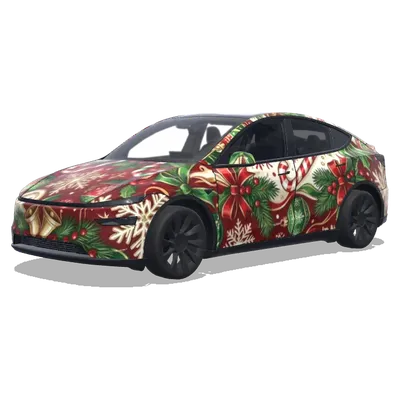 Weihnachten Rot Grün (喜庆的圣诞主题，红绿配色，雪花、拐杖糖和节日装饰) – Tesla Model Y Wrap