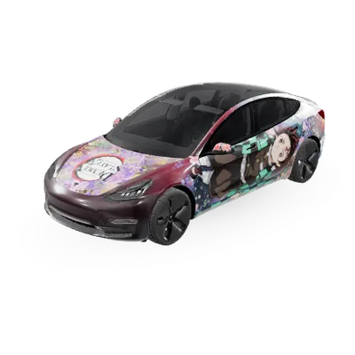 Demon slayer wrap – Tesla Model 3 wrap