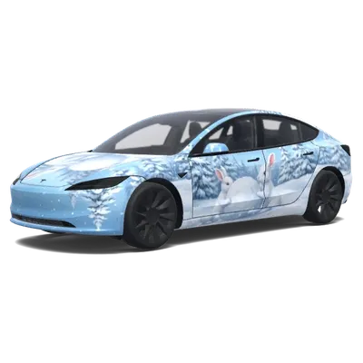 Schneeball Kaninchen Szene (I want snowball rabbit scene.) – Tesla Model 3 Wrap