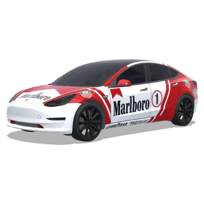 マールボロデカール (Marlboro rare car decal) – テスラ Model 3 ラッピング