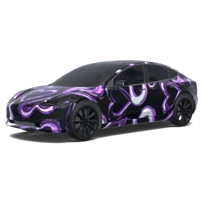 クロームハートロゴ (Chrome heart logos. Colors: black, white, purple.) – テスラ Model 3 ラッピング