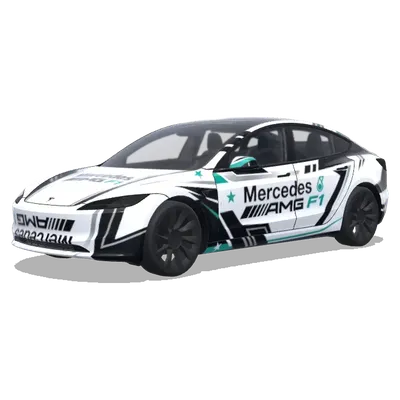 Mercedes AMG F1 белый (生成 白色的底色，黑色的字，奔驰AMG F1涂装 帅锐利) – оклейка Tesla Model 3