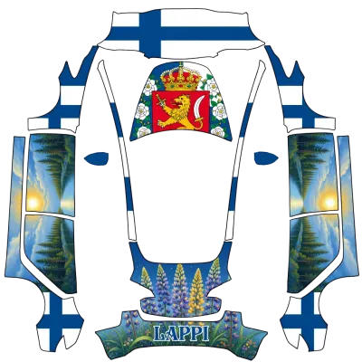 Finnland Flagge Landschaft (Finland flag and scenary) – Tesla Model 3 Wrap