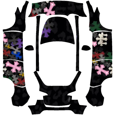 パターン入りクロームハート (Chrome Heart with Pattern) – テスラ Model Y ラッピング