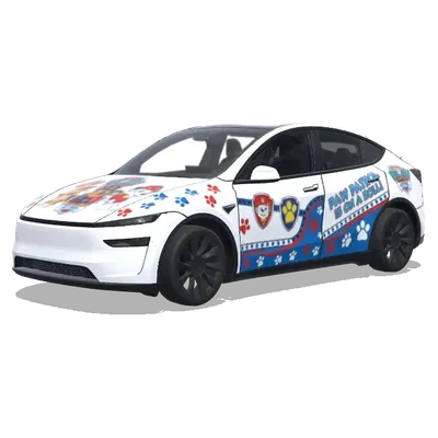 paw patrol white car – Tesla Model Y wrap
