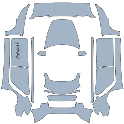 Bleu givre Robotaxi (Tesla Frost Blue with Robotaxi Logo Sequoia Green) – covering Tesla Model 3