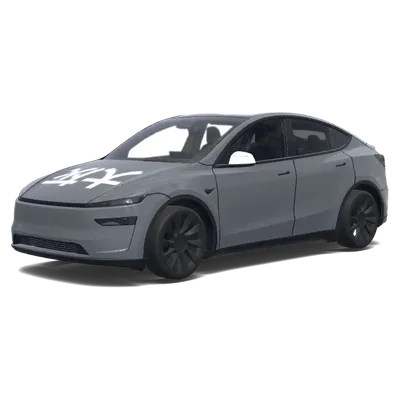 Stealth Grau mit Text – Tesla Model Y Wrap