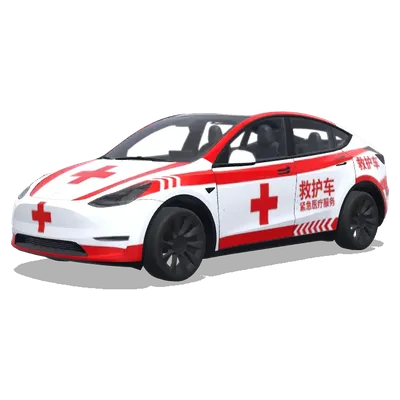 Rotes Kreuz Rettungswagen (救护车涂装，红十字医疗标志，白红配色方案，紧急医疗服务标记) – Tesla Model Y Wrap