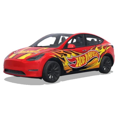 ホットウィール ロゴ 赤車 (red car with logo of hot wheels) – テスラ Model Y ラッピング