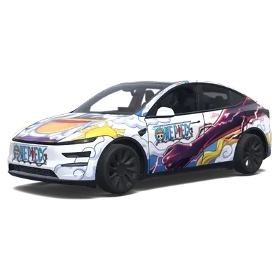 Weiße Wolken Luffy Haki – Tesla Model Y Wrap