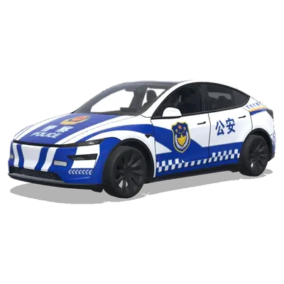 Damier de police bleu et blanc (警车涂装，蓝白条纹，官方徽章和紧急车辆标记) – covering Tesla Model Y