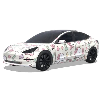 Simple Hello Kitty (我想要hello kitty的 简单又好看) – Tesla Model 3 wrap