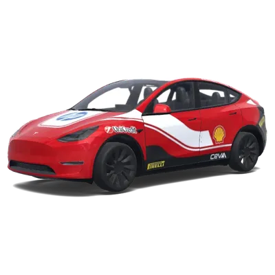 Red and White Racing Wrap – Tesla Model Y wrap
