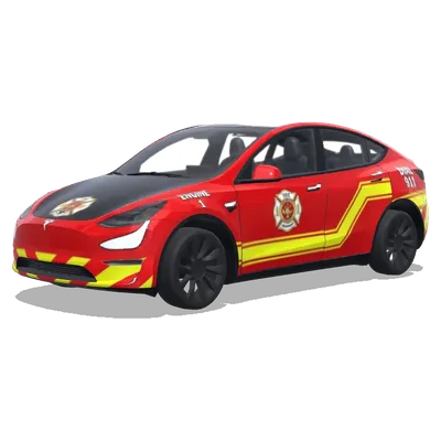Feuerwehrwagen Rot-Gelb – Tesla Model Y Wrap