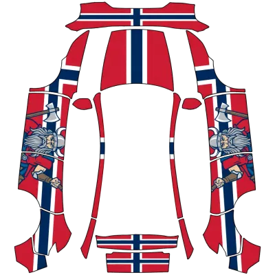 Drapeau Norvégien Viking (Norwegian flag with viking) – covering Tesla Model Y