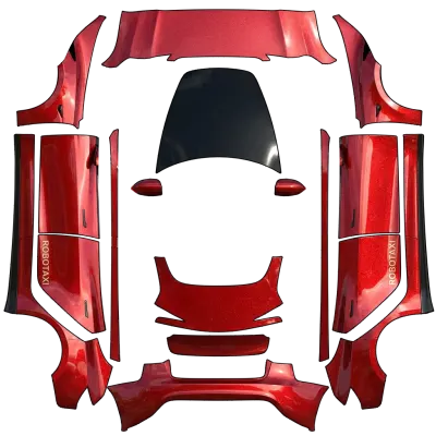 Robotaxi Rouge Ultra (Ultra Red Robotaxi) – covering Tesla Model 3