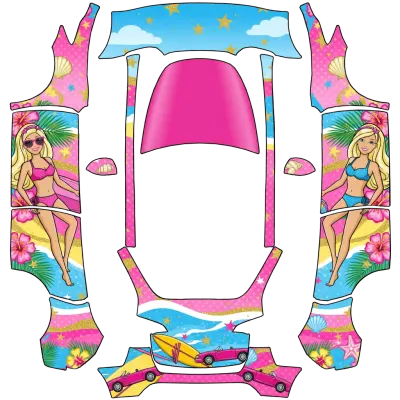 マリブバービー ビーチカー (Malibu Barbie Beach Car) – テスラ Model Y ラッピング