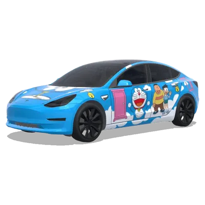 哆啦A夢雲藍車衣 – 特斯拉 Model 3 塗裝