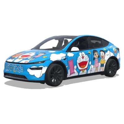 Обтяжка «Голубое небо» с Doraemon (哆啦A梦) – оклейка Tesla Model Y