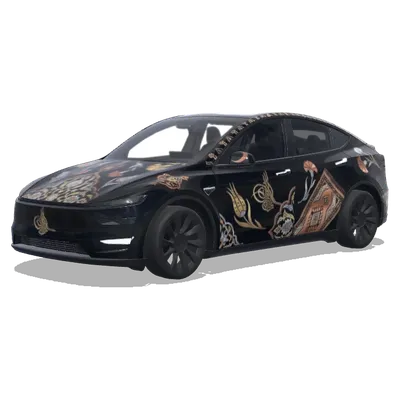 黒メタリックトルコ風 – テスラ Model Y ラッピング