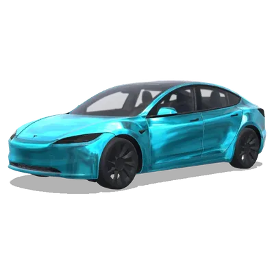 クローム シアン (chrome looking wrap. Colors: cyan.) – テスラ Model 3 ラッピング