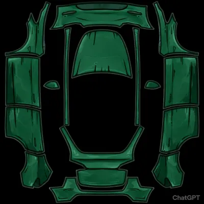 Dinfar Cartoon Vert (Dinfar green Cartoon) – covering Tesla Model Y
