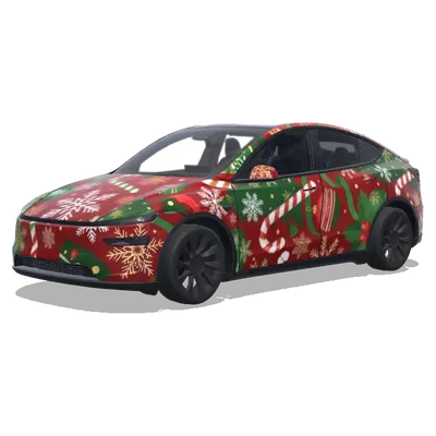 Weihnachten Rot Grün (喜庆的圣诞主题，红绿配色，雪花、拐杖糖和节日装饰) – Tesla Model Y Wrap