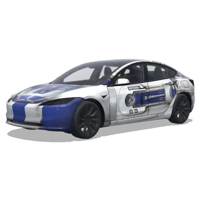 スターウォーズに出てくるR2-D2の表面を全体的に – 特斯拉 Model 3 涂装