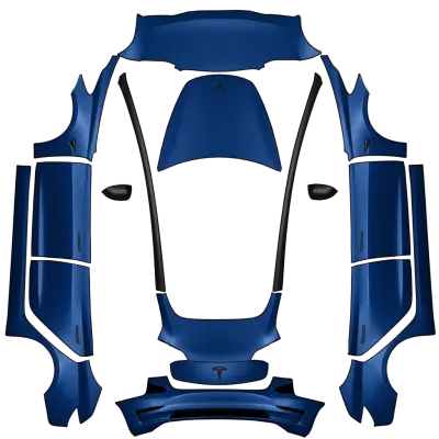 Blue tesla pillar delete – Tesla Model 3 wrap