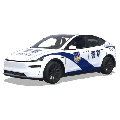 Tesla de la police chinoise (警车涂装，蓝白条纹，官方徽章和紧急车辆标记) – covering Tesla Model Y