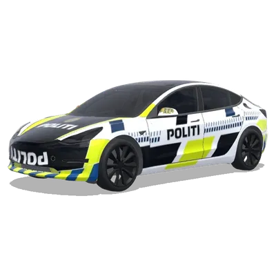 Danish police car. Colors: black, white. – Tesla Model 3 wrap