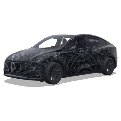 オスマン風 メタリックブラック (design in ottoman style metallic black) – テスラ Model Y ラッピング
