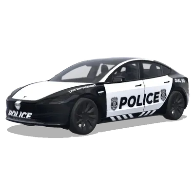 Чёрно-белая полицейская Tesla – оклейка Tesla Model 3