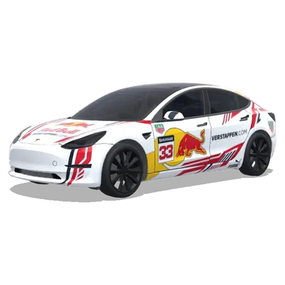 Weißer Red Bull (white Red Bull) – Tesla Model 3 Wrap