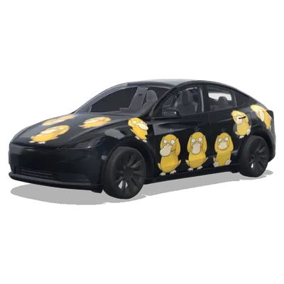 Black shining background with psyduck – Tesla Model Y wrap
