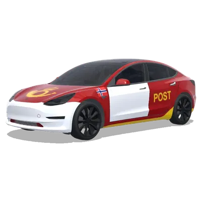 挪威郵政車風格（Make it like a Norwegian postal car） – 特斯拉 Model 3 塗裝