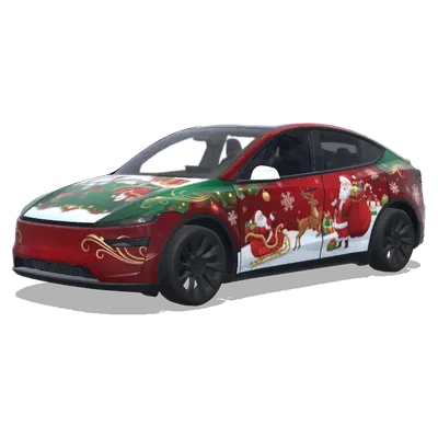 Weihnachtsmann-Schlittenfahrt – Tesla Model Y Wrap