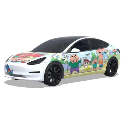 蠟筆小新郊區場景 – 特斯拉 Model 3 塗裝