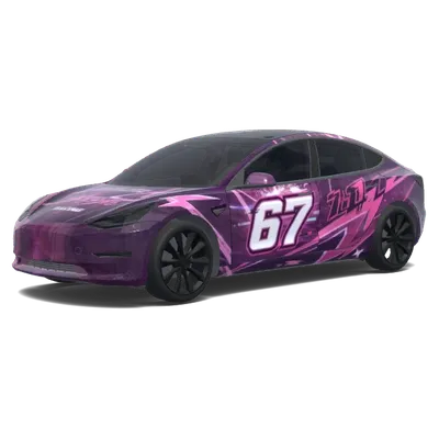 add the number 67 on the sides like on racing cars – Tesla Model 3 wrap