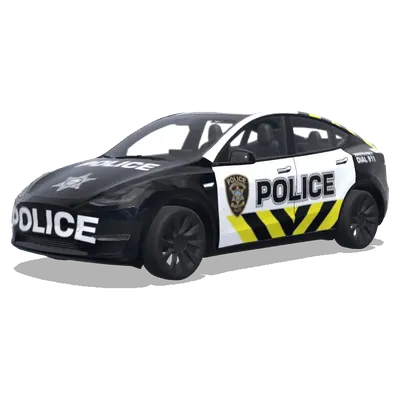 Чёрно-белая полицейская расцветка с жёлтыми шевронами – оклейка Tesla Model Y