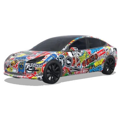 Autocollants skater (cool skater stickers all over) – covering Tesla Model 3